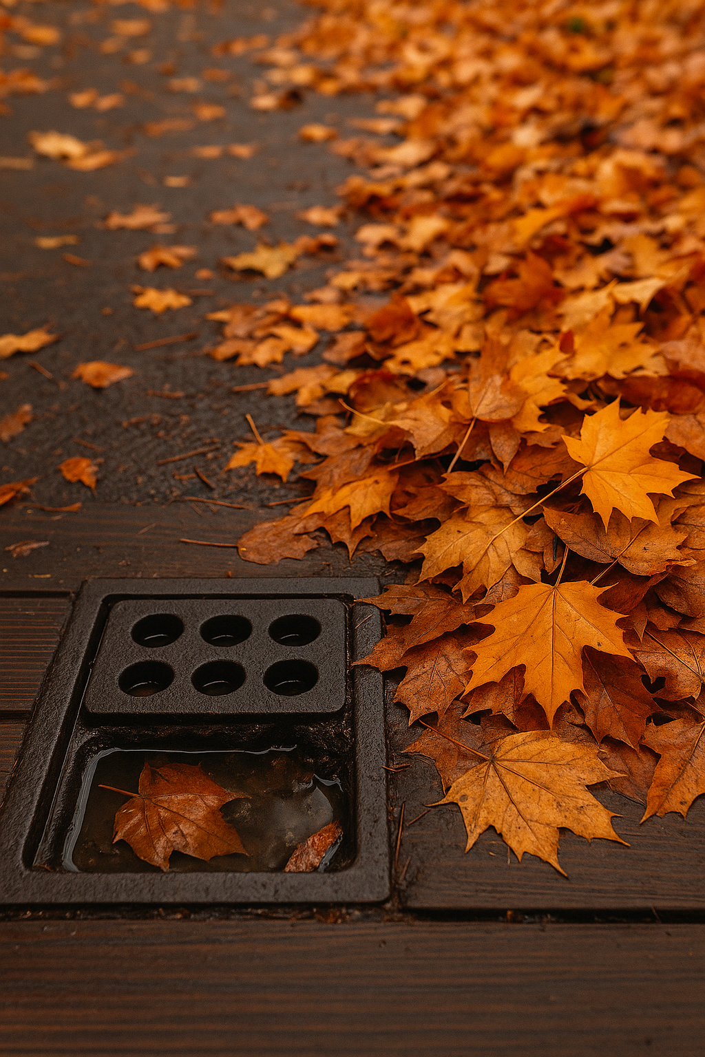 rioolverstopping in de herfst